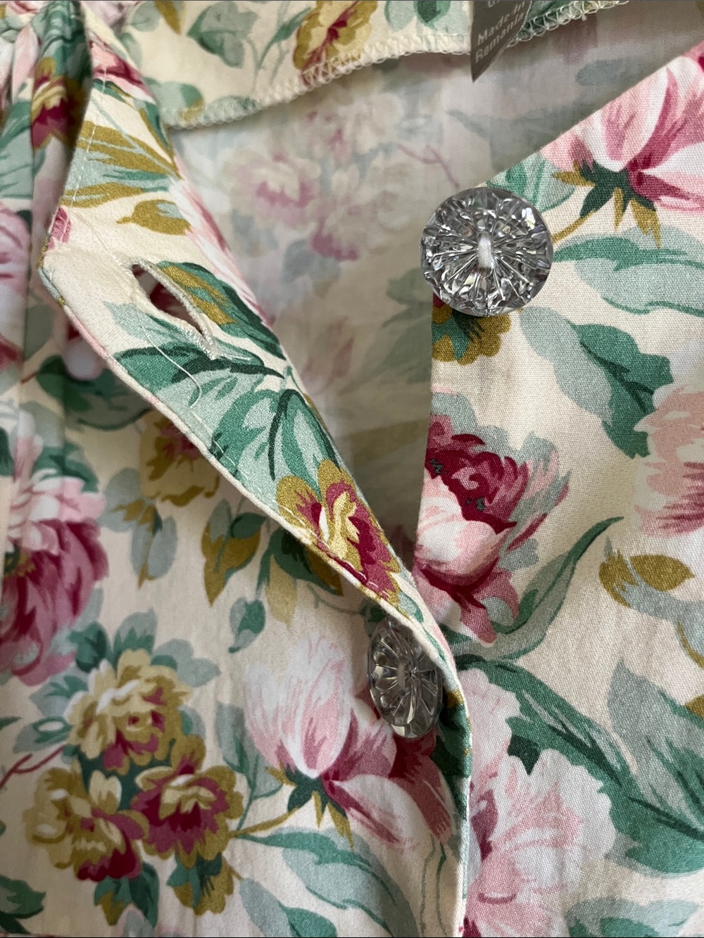 ASOS Puff Sleeve Floral Button-Front Midi Dress in Pink, Green & Cream - Picture 13 of 16